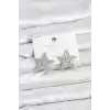 Gümüş Renk Pirinç Zirkon Taşlı Yıldız Model Kadın Küpe