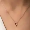 Gümüş Rose 3 Boyutlu Ç Harf Bayan Kolye