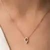 Gümüş Rose 3 Boyutlu Ç Harf Bayan Kolye