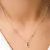 Gümüş Rose 3 Boyutlu L Harf Bayan Kolye