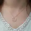 Gümüş Rose Arapça Allah Yazılı Bayan Kolye