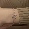 Gümüş Rose Baget Taşlı Kar Tanesi Bileklik
