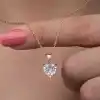 Gümüş Rose Beyaz Taşlı Kalpli Kadın Kolye