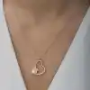 Gümüş Rose Çiçekli Kalp Kadın Kolye