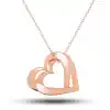 Gümüş Rose Çifte Kalp Aşk Kadın Kolye