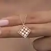 Gümüş Rose Dörtgen Zirkon Taşlı Kadın Kolye