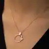 Gümüş Rose Kalbe Giden Ok Kolye