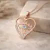 Gümüş Rose Kalp Göz Kadın Kolye