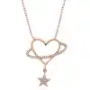 Gümüş Rose Kalp Yıldız Kadın Kolye