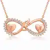 Gümüş Rose Kalpli Sonsuz Aşk Kolye