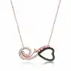 Gümüş Rose Kalpli Sonsuzluk Annem Kolye
