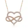 Gümüş Rose Kalpli Sonsuzluk Kadın Kolye