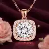 Gümüş Rose Kare Montür Tek Taş Kolye
