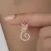 Gümüş Rose Kedi Kadın Kolye