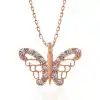 Gümüş Rose Kelebek Kadın Kolye