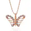 Gümüş Rose Kelebek Kadın Kolye