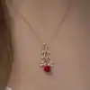 ​Gümüş Rose Kırmızı Gül Kolye