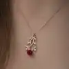 ​Gümüş Rose Kırmızı Gül Kolye
