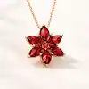 Gümüş Rose Kırmızı Lotus Çiçeği Kolye
