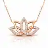 Gümüş Rose Lotus Çiçeği Kolye