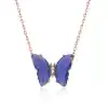 ​Gümüş Rose Mavi Cam Kelebek Kolye