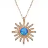 ​Gümüş Rose Mavi Opal Taşlı Güneş Kadın Kolye