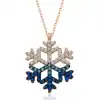 Gümüş Rose Mavi Taşlı Kar Tanesi Kolye