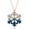 Gümüş Rose Mavi Taşlı Kar Tanesi Kolye
