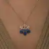 Gümüş Rose Mavi Taşlı Kar Tanesi Kolye