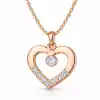 Gümüş Rose Minik Kalpli Tektaş Kadın Kolye