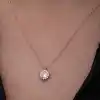 Gümüş Rose Minimal Yuvarlak Anturaj Kadın Kolye