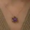 ​Gümüş Rose Mor Çiçek Kolye