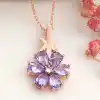 Gümüş Rose Mor Sevgi Çiçeği Kadın Kolye