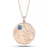 Gümüş Rose Opal Mavi Taşlı Ay Güneş Kadın Kolye