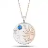 Gümüş Rose Opal Mavi Taşlı Ay Güneş Kadın Kolye