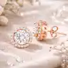 Gümüş Rose Oval Montür Pırlanta Modeli Küpe