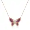 Gümüş Rose Pembe Kelebek Bayan Kolye