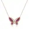 Gümüş Rose Pembe Kelebek Bayan Kolye