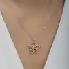 ​Gümüş Rose Renkli Taşlı Çiçek Kadın Kolye