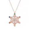 Gümüş Rose Renkli Taşlı Kar Tanesi Kadın Kolye