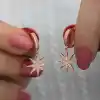 Gümüş Rose Sallantılı Kutup Yıldızı Kadın Küpe