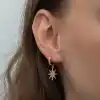 Gümüş Rose Sallantılı Kutup Yıldızı Kadın Küpe
