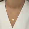 Gümüş Rose Sarı Kaplangözü Taşlı Kelebek Kolye
