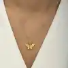 Gümüş Rose Sarı Kaplangözü Taşlı Kelebek Kolye