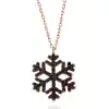 Gümüş Rose Siyah Taşlı Kar Tanesi Kadın Kolye