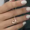 Gümüş Rose Tek Taşlı Uçak Kadın Kolye