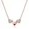 Gümüş Rose Üç Kalp Bayan Kolye