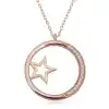 Gümüş Rose Yıldız Detaylı Halka Kadın Kolye