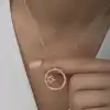 Gümüş Rose Yıldız Detaylı Halka Kadın Kolye
