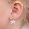 Gümüş Sallantılı Pembe Kelebek Çocuk Küpesi